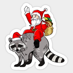 Santa onn Raccoon Sticker